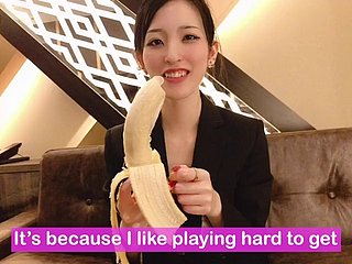 Banana oral seks prezervatif giymek! Japon amatör handjob