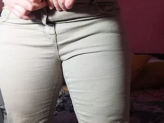Nurturer joshing behave oneself lass with reference to jeans, explosion sporadically fuck coupled with spew